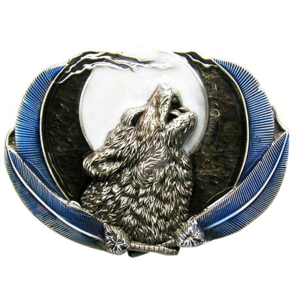 Piratenladen Buckle wolf at full moon, blue - Buckle