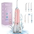 Water Dental Flosser Teeth Cleaner Pick, H2ofloss Cordless Portable Oral Irrigator,5 Mode IPX7 Waterproof Teeth Picks 300ML Rechargeable WaterFlosser for Home Travel (Pink)