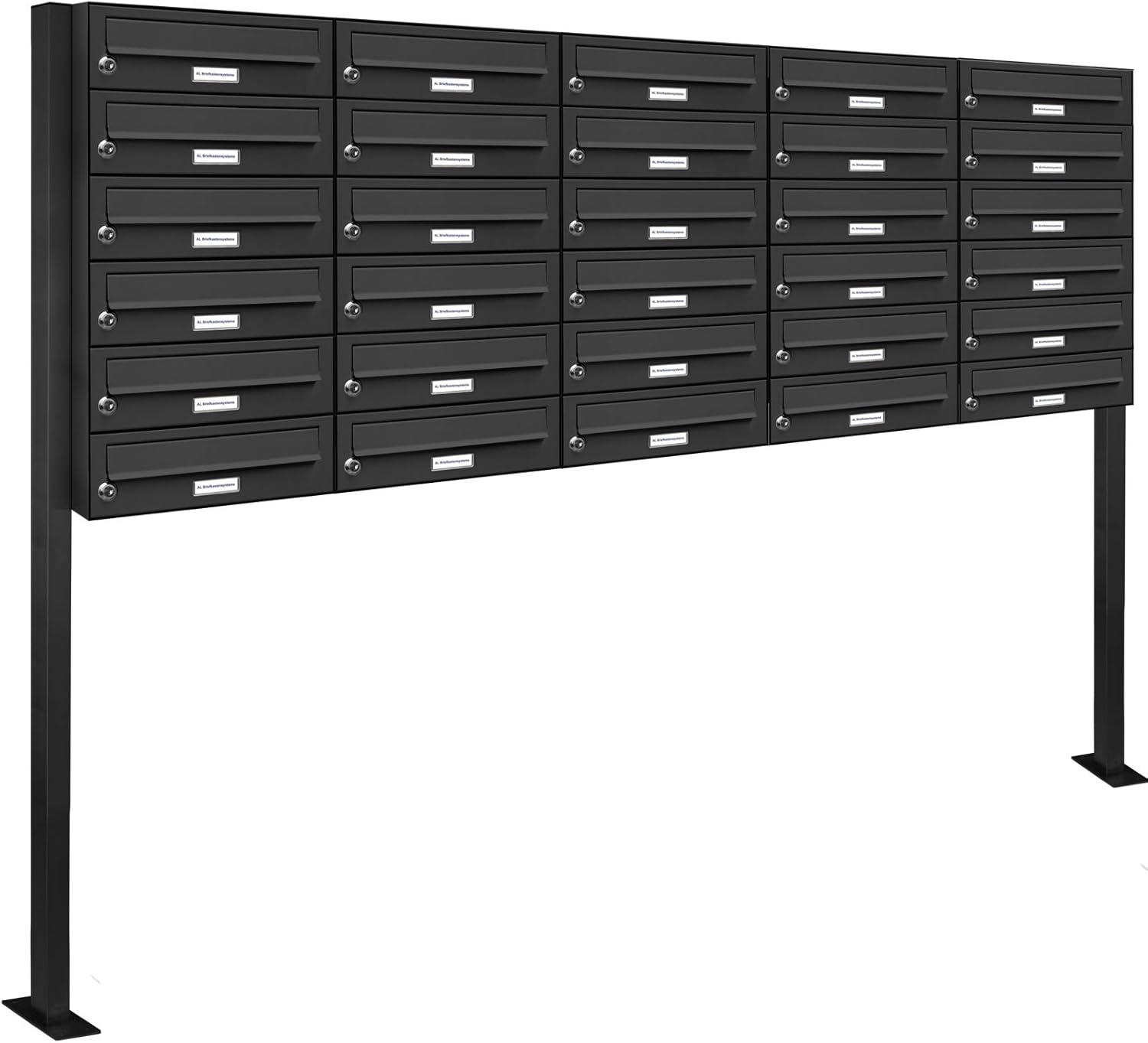 Moderne 4er Briefkastenanlage In Anthrazit - Standbriefkasten Mit Klingel Für Mehrfamilienhäuser