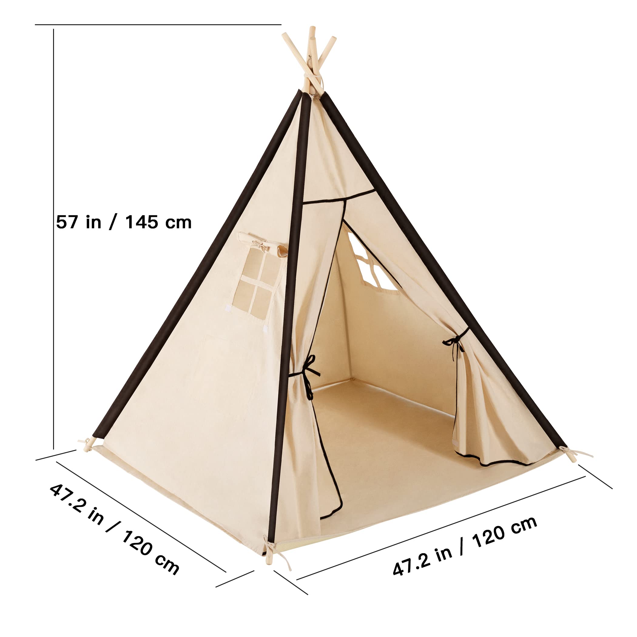 Lavievert Teepee Tent Play Tent for Kids, Gifts Playhouse with A Water Resistant Bottom Mat for Girls/Boys Indoor & Outdoor Playing