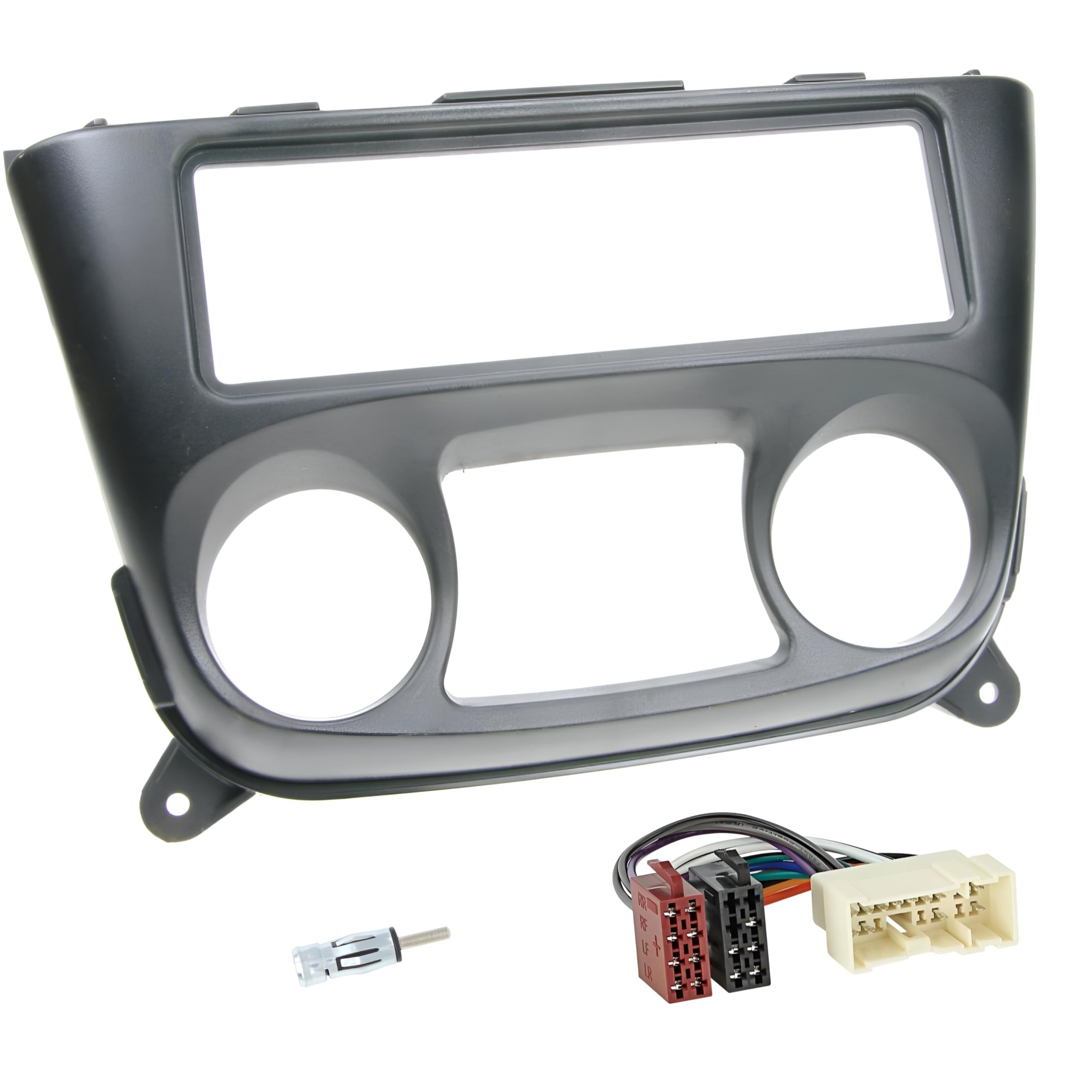 Sound-way Double DIN Car Radio Frame Installation Kit, 1 DIN Front Panel Frame, ISO Connector Cable, Antenna Adapter, compatible with Nissan Almera 2000-2006