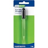Ezy Dose Ear &amp; Eye Glass Dropper, 1mL Calibrated, Easy to Use, BPA Free | Eye/Ear Medicine Dropper for Liquid Medicine, 1mL Capacity, Glass, Holds 30-50 drops of liquid, Non-Calibrated, Easy to Use