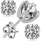 Moissanite Stud Earrings for Womens, 2 Carat S925 Sterling Silver Earrings for Women D Color VVS1 Clarity Moissanite Earrings for Girlfriend, Wife (1 ct Each)