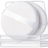 Teenitor 2pcs Powder Puff, 4.13 Inch Powder Puff for Body Powder, Body Powder Puff Large Powder Puff Loose Powder Puffs Soft Velour Body Powder Puff and Container White