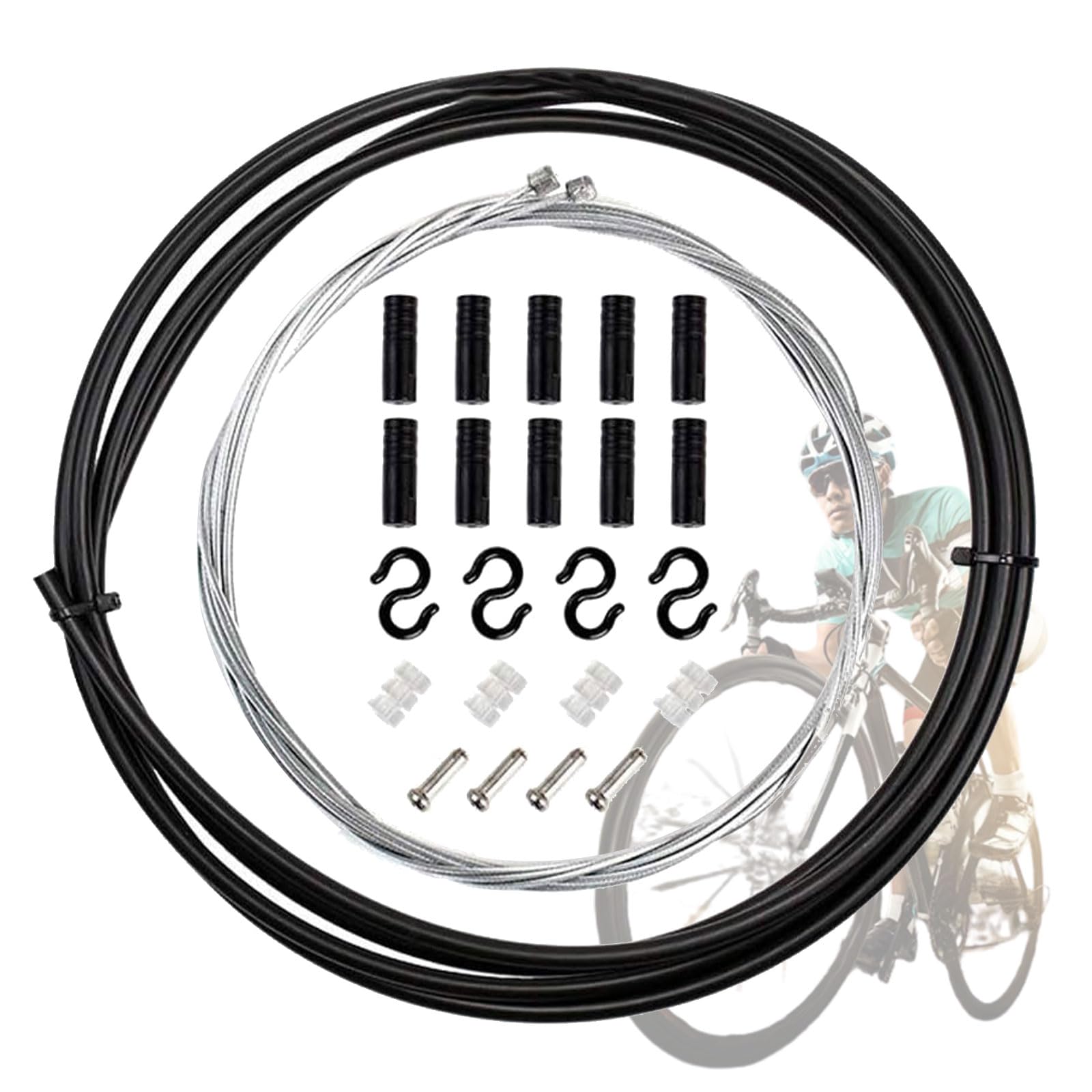 Bicycle Shift Cable Housing Set, Universal Bike Shift Cable Housing Kit, Bike Gear Cables for Bicycles, for Cycling MTB Road Mountain Repairing (Black)