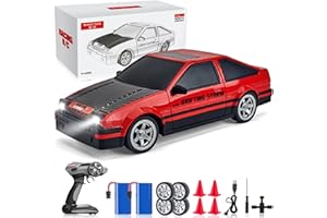 DESDONI Remote Control Car RC Drift Car 1:16 Scale 4WD RC Car with LED Lights 2.4GHz 30km/h Hard Shell RTR High Speed Drift Racing Sport Toy Car for Adults Boys Girls Kids Gift 2Pcs Rechargeable Batteries