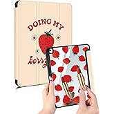 Buleens for iPad 9th/8th/7th Generation Case 10.2 Inch - Case for iPad 9th Gen with Pen Holder Cute Aesthetic Auto Wake/Sleep Trifold Funda Para for Apple 9th/8th/7th Gen A2602 A2270, Color Strawberry