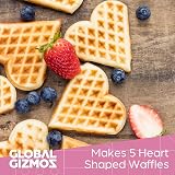 Global Gizmos Heart Shaped Waffle Maker 1000W Non-Stick 25x22 Pink view 9