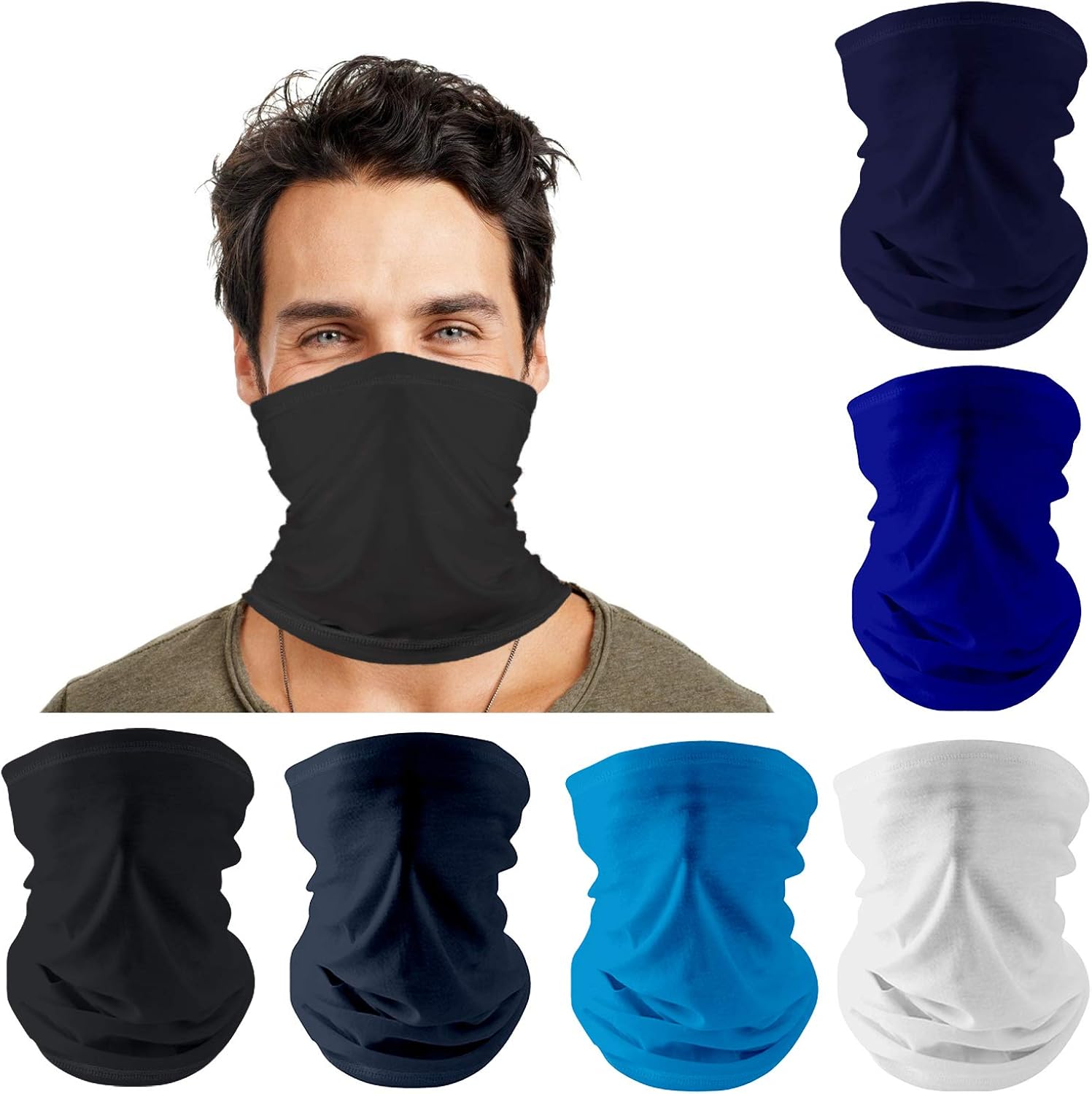 6Pcs Cooling Neck Gaiter Bandana, Sun Protection Magic Headband Balaclava Scarf Fishing Hiking Running Sports for Men Women: Clothing