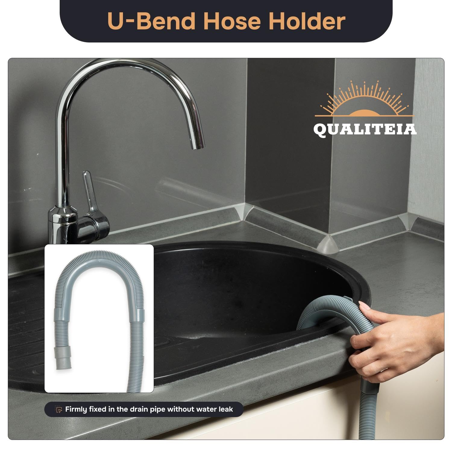 10FT Washing Machine Drain Hose - Flexible Dishwasher Hose Extension Kit, Universal Washer Corrugated with 1Adapter 4Clamps, U-Bend Holder, 3Drain Pipe Seal, Dishwasher Drain Hose, Washer Machine Hose
