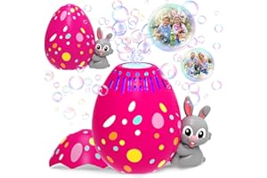 YEVOHADT Bubble Machine for Toddlers,Rabbit Bubble Machine for Kids,Automatic Bunny Egg Bubble Blower,Outdoor Toys Easter Baskets Stuffers Gift for Age 3 4 5 6 7 8 Years Old Boys Girls (Rose)