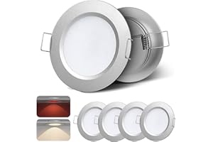camperxlite RV 3” Recessed Dual-Color LED Puck Light, Red Nightlight Downlight 12V,3W,High CRI 90+,Perfect for Boat, Camper, Van, Trailer & Motorhome, 4Pack (Silver 3000K)