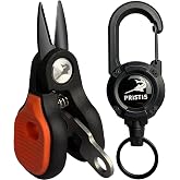 Pristis Mini Fishing Scissors, Stainless Steel Blades with Non-Slip Handle | Micro Serrated Edge Pliers Gear Kit for Saltwater Freshwater Braided Fluorocarbon Mono Lines, Compact Line Cutter Multi Tool