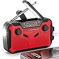 PRUNUS J-369 11100mWh Emergency Weather Radio, AA Batteries/Hand Crank/Solar/USB Charging, NOAA/AM/FM, LED Flashlight and Reading Lamp,SOS Alarm & Flashlight