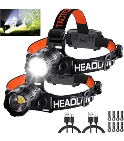 Lot De 2 Lampes Frontales Rechargeables, Super Lumineuses, 3 Modes D