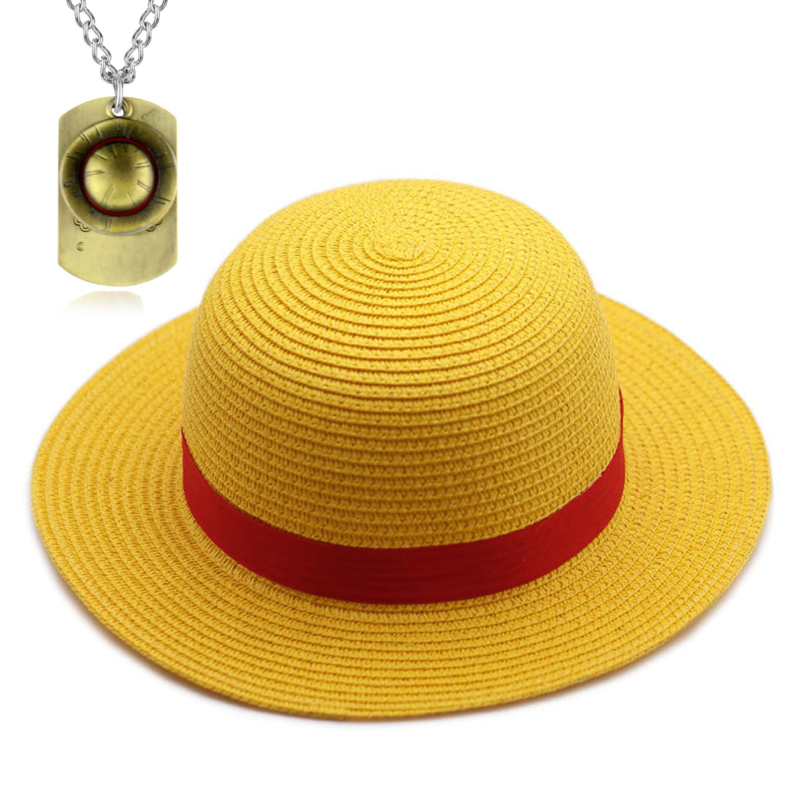 YouU Straw sun Hat Summer Outdoor Travel Hat Cosplay Anime Z. Sanji Jewelry Set OP. Stickers Ruffy Bronze Necklace 22 pcs