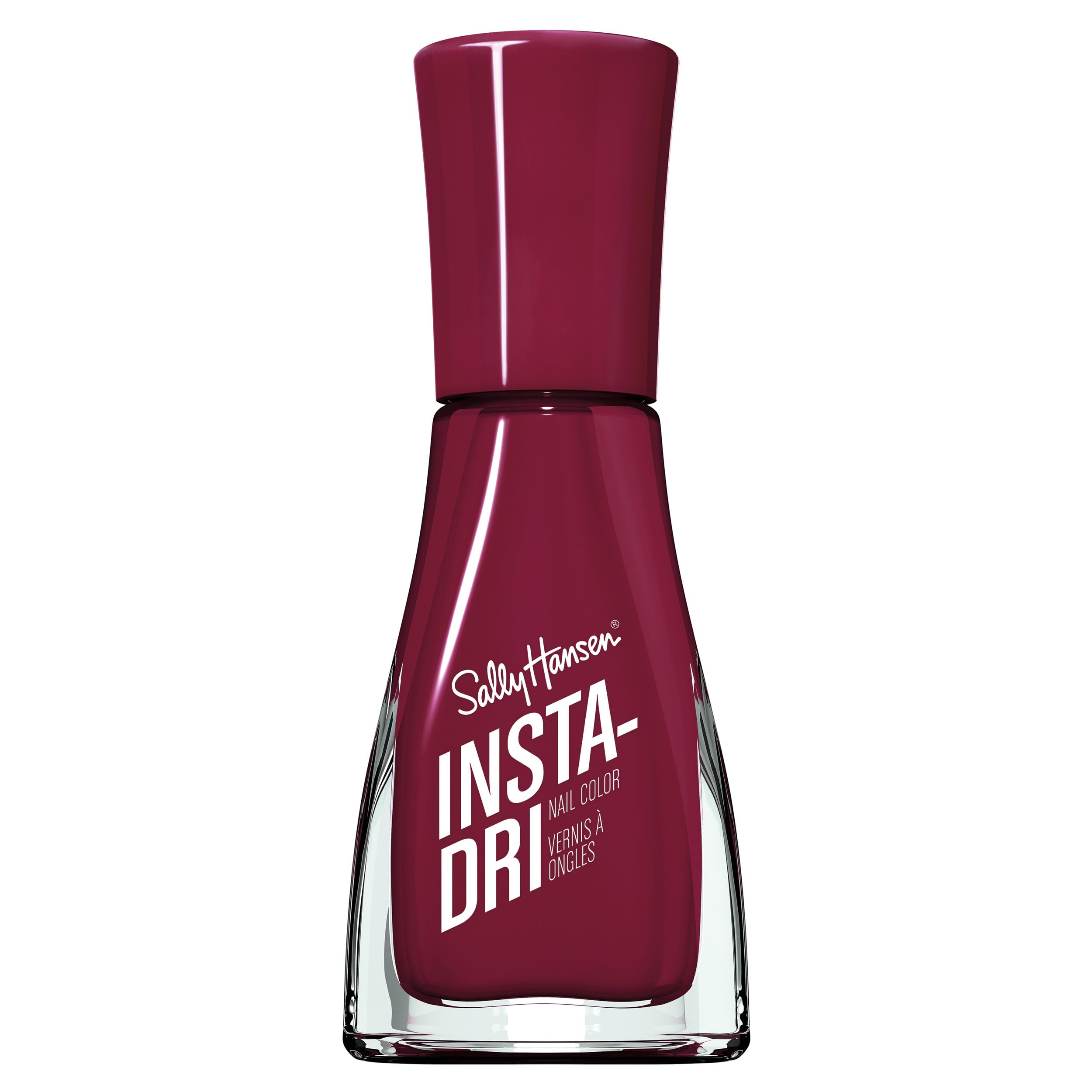 Sally Hansen Insta-Dri Nail Polish, Just in Wine, 60 Seconds Quick Drying, Long Lasting, Streak Free, Shiny Finish, 3-in-1 Formula, Built in Base and Top Coat, 9.17ml