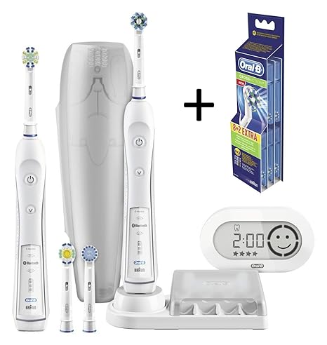 Oral-B PRO 6500 elektrische Zahnbürste (mit Bluetooth & 2. Handstück) und Oral-B CrossAction Aufsteckbürsten (1oer Pack)