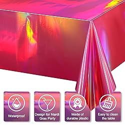 4 Pack Hot Pink Iridescence Plastic Tablecloths