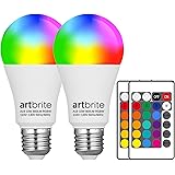 2 Pack LED Light Bulb, Color Changing Light Bulb with Remote 10W, E26 Base, RGB LED Bulbs 800lm, 3000K Warm White, 16 Color C