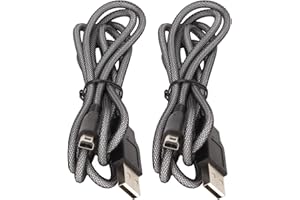USB Cable Braided for 3DS, 2Pcs Power Cable Cord 4.9ft Power Charging Lead Compatible with 2DS 3DS 3DS XL New 3DS New 3DS XL 