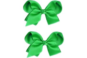 JUCCPUL 2 PCS 3inchs Hair Bows for Girls Grosgrain Ribbon Hair Bow Alligator Clips Hair Accessories for Baby Girls Toddlers(Green)