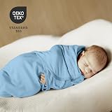 GLLQUEN BABY Baby Swaddle Wraps 0-3 Months 3 Pack Organic Cotton Sky Blue view 3