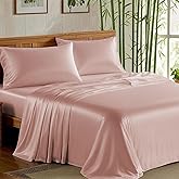 ClevaHome Sheets Queen Bed Sheet Set, 100% Rayon derived from Bamboo, Luxuriously Soft, Cooling, Double Stitching, 16" Deep Pockets Imported (Queen, Pink)