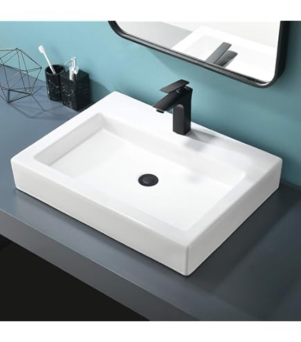 thumbnail image 2 of Claire 24" Rectangle Console Sink – No Faucet Holes, Matte Black Legs, White Ceramic 2 of 13