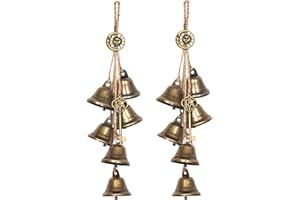 Ausicfen 2PCS Witch Bells for Door Knob for Protection Witchcraft Bells Wiccan Magic Wind Chimes for Home Door Doorknob(Sun and Moon Charm)