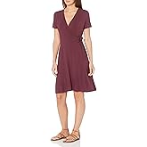 Amazon Essentials Women's Short Sleeve Faux-Wrap Dress