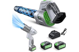 COMCHOI Electric Leaf Blower Cordless, 900,000 RPM, 2 x 4.0Ah Batteries & Charger, Handheld Leaf Blowers for Lawn Care, 5 Speed Mode, Portable Lightweight Grass Blower for Yard, Patio & Outdoor Use (Gray)