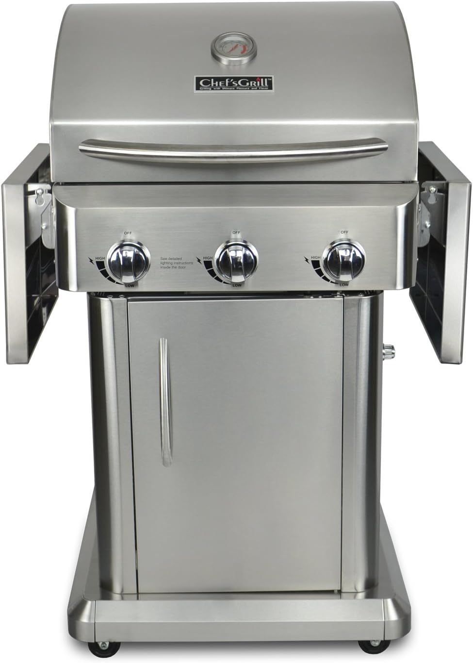 review Chef's Grill RT2417S-1 3-Burner 36000-BTU Liquid-Propane Gas Grill, Stainless Steel, 552 sq. in.