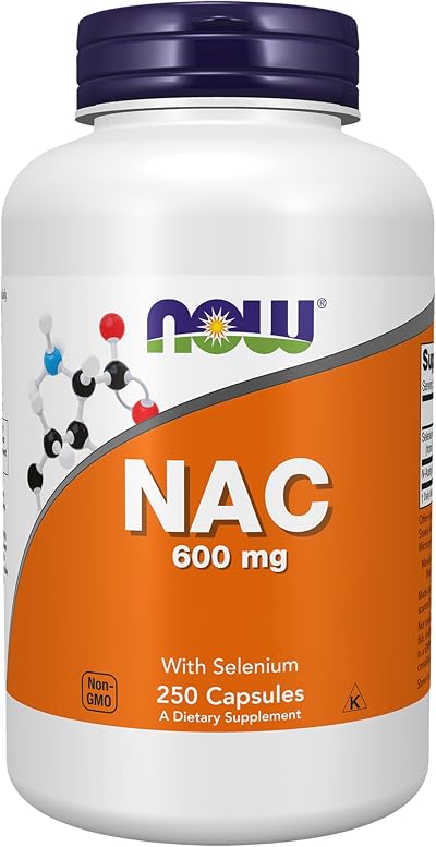 NOW NAC 600mg Capsules, 250 Count, Vegan, Gluten Free, Non GMO