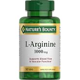 Nature's Bounty L-Arginine 1000mg, Non-GMO, Gluten Free, 50 Tablets | Supporting Blood Flow and Vascular Function