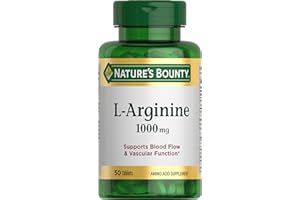 NATURE'S BOUNTY Nature’s Bounty L-Arginine 1000mg for Supporting Blood Flow and Vascular Function – Non-GMO, Gluten Free, 50 Tablets