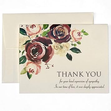Floral Thank You Sympathy Cards Pack Of 10 Amazon Co Uk Office