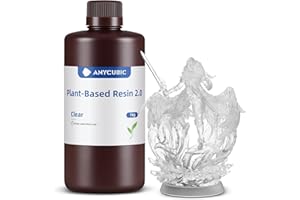 ANYCUBIC 3D Printer Resin with Low Odor and Safety, 405nm UV Plant-Based Rapid Resin 2.0 with High Precision and Quick Curing for LCD 3D Printing (Clear, 1000g)