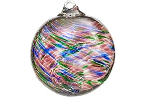 LaElvish Garden 4”Christmas Balls, Gazing Balls Hanging Witch Balls, Hand-Blown Glass Ball Christmas Ornament for Window Outdoor Home Decor, Christmas Tree Decoration, Gifts for Women (Purple