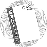 Mat Board Center, 50 Pack 6x8 White Backing Matte Boards, 4-ply Thickness, for Arts, Frames, Photos, Prints and More