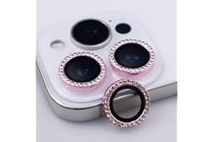 BONVAN for iPhone 15 Pro / 15 Pro Max Camera Lens Protector Bling Glitter Diamond Metal Crystal Tempered Glass Screen Accessories Rhinestones Lens Cover for iPhone 15 Pro/Pro Max (Pink)