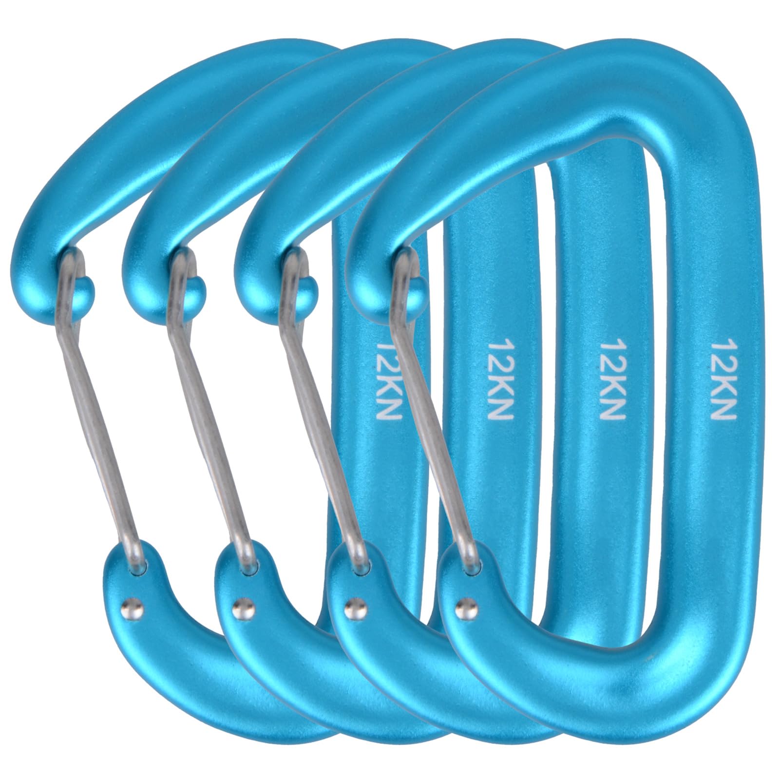 Azarxis 12 kN Carabiner Clips, 4 Pack Heavy Duty Carabiners Clip Rated 2697 LBS Lightweight for Hammock, Camping, Hiking, Backpack, Dog Leash, Gym (Blue)