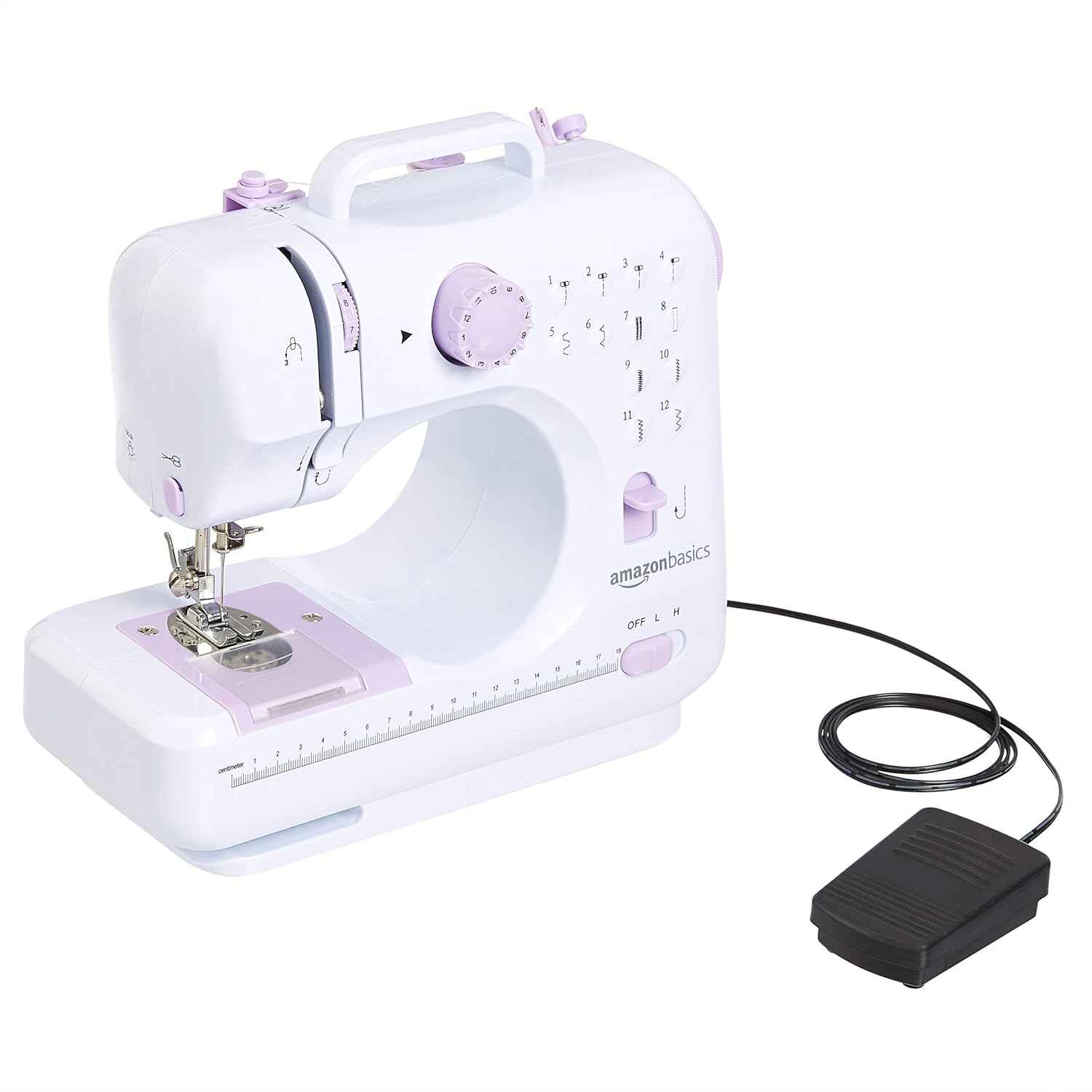 Amazon Basics Portable Midi Household 12 Stitch Sewing Machine with 2