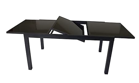 DEGAMO Ausziehtisch Torino 150/210x90cm, Aluminium + Glas schwarz