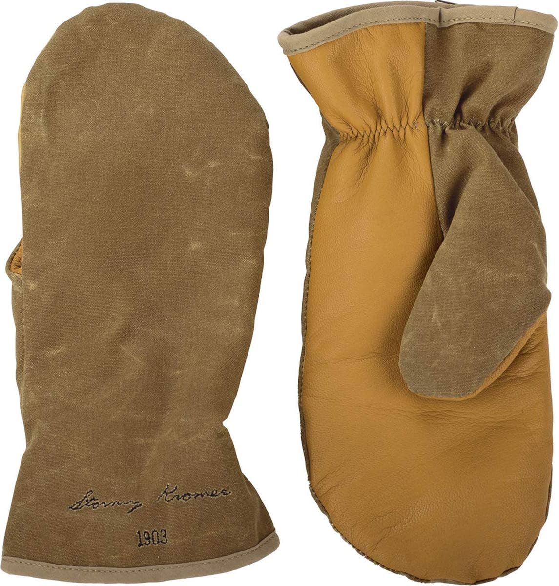 Stormy Kromer Waxed Tough Mitts - Water-Resistant, Goatskin Palm, Warm, Winter Mittens at  Men’s Clothing store