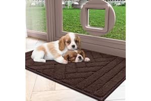 Tindbea Dog Mat for Muddy Paws,Absorbs Moisture Dirt Non-Slip Washable Mud Mat for Dogs,Soft Rubber Backing Front Inside Pet Rug for Entryway, Mud Dog Paws, Patio(20"x31.5",Coffee)