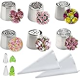10PCS Extra Large Russian Piping Tips Stainless Steel 3D Flower Frosting | (XXL)Russian Piping Tips for DIY Cream Bouquets, Cake Flower Decoration &amp; Cake Decorations. Beginner-Friendly