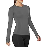 MathCat Workout Shirts for Women Long Sleeve, Workout Tops for Women, Quick Dry Gym Athletic Tops，Seamless Yoga Shirts