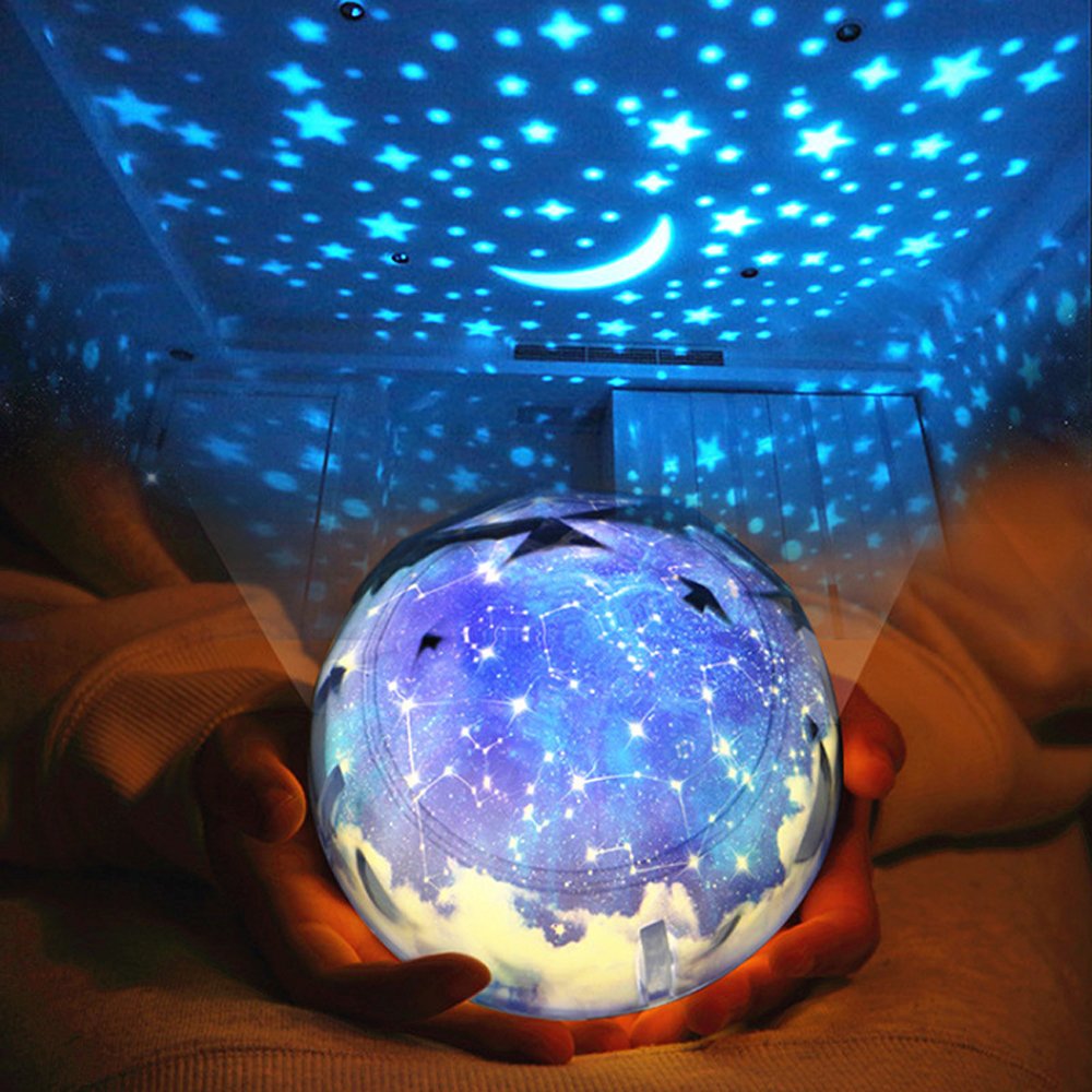 SudaTek Soothing Star Projector Led Night Light 360 Degree Rotating with Color Changing Baby Night Light Lamps for Kid's Bedroom Christmas Birthday Party Gift