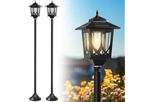 Joyoowild 63" Solar Lamp Post Light 2 Pack, Solar Light Posts for Outside Waterproof, Outdoor Lamps for Patio, Backyard, Front Porch Decor, Warm White, Replaceable Bulb
